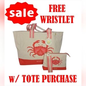 Spartina 449 Red Crab Tote And Wristlet Year End Clearance NWT